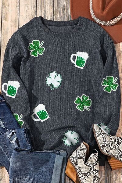 Sudadera con lentejuelas Lucky Clover Beer