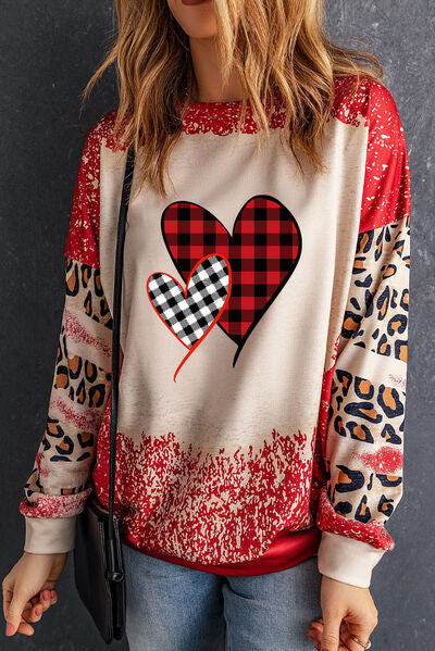 Bleached Heart Leopard Sleeve Sweatshirt