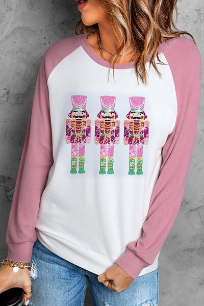 Nutcracker Sequin Raglan Long Sleeve T-Shirt