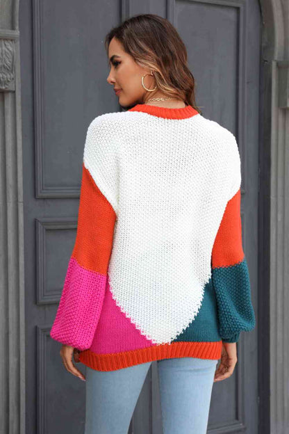 Double Take Color Block Sweater