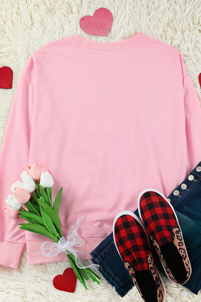 Embroidered Heart Patch Crewneck Sweatshirt