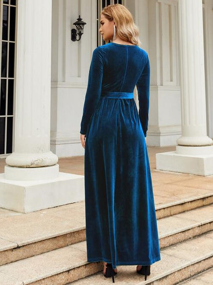 Velvet Tie Front Maxi Dress