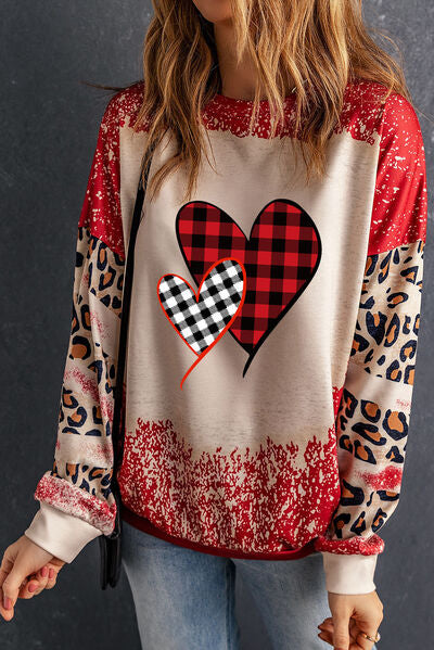 Bleached Heart Leopard Sleeve Sweatshirt