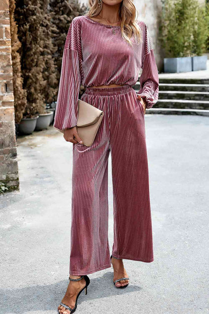 Ribbed Velvet Pants Set