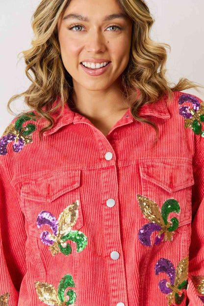 Fleur De Lis Sequin Denim Jacket