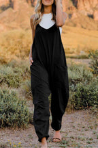 V-Neck Jumpsuit with Pocket