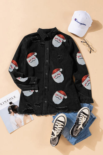 Santa Sequin Denim Jacket