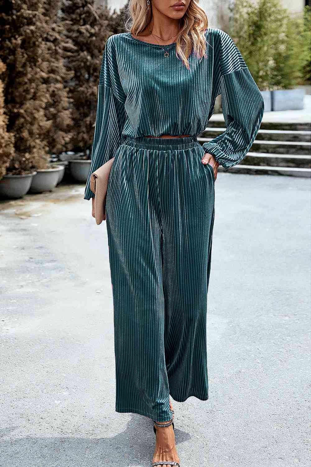 Ribbed Velvet Pants Set