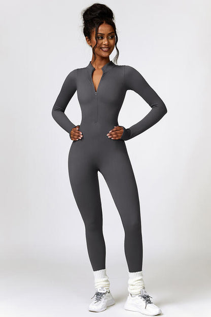 Quarter Zipped Yoga Workout Jumpsuit