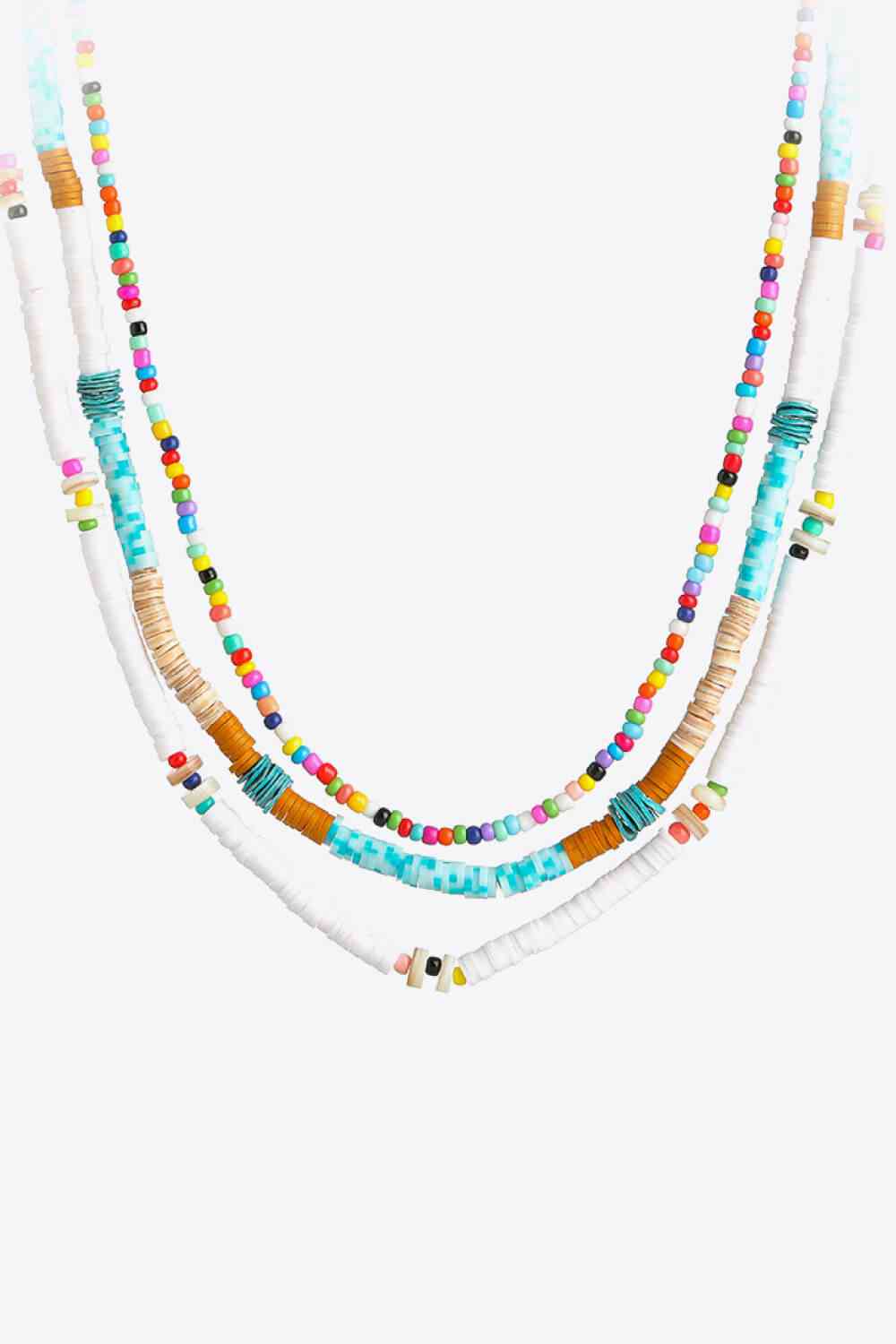 Conjunto de tres piezas de collar de cuentas multicolores