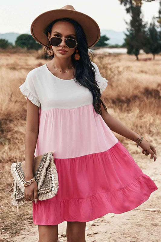 Ombré Pink Color Block Dress