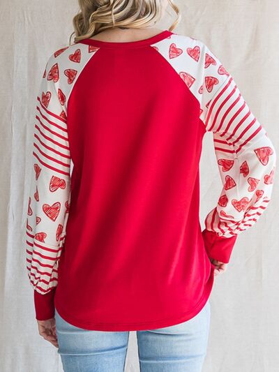 Heart Striped Long Sleeve T-Shirt