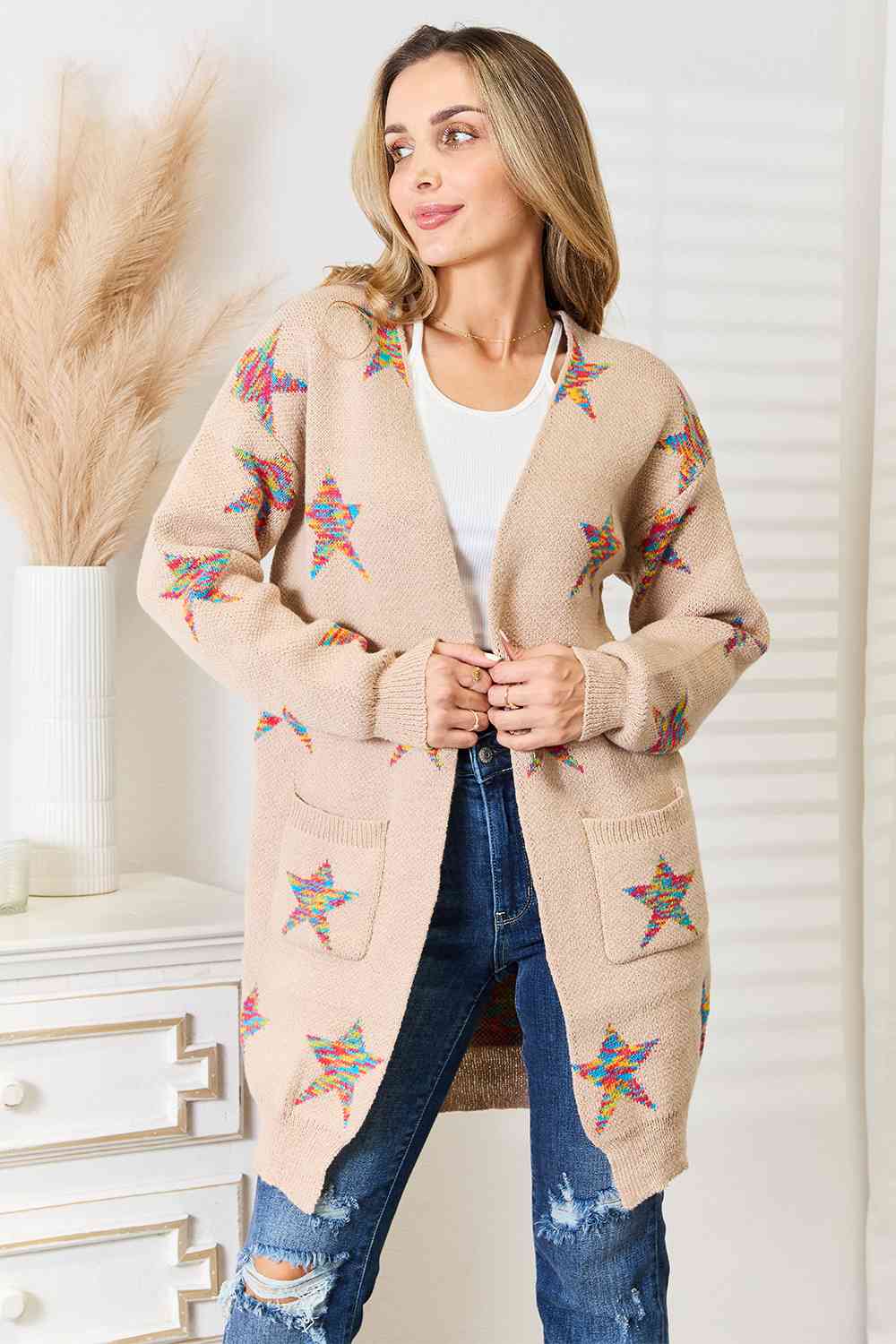 Double Take Star Pattern Cardigan