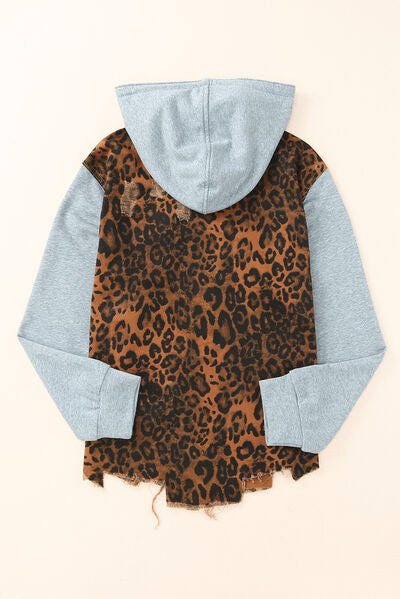 Leopard Hooded Denim Jacket
