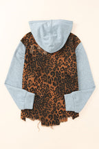 Leopard Hooded Denim Jacket