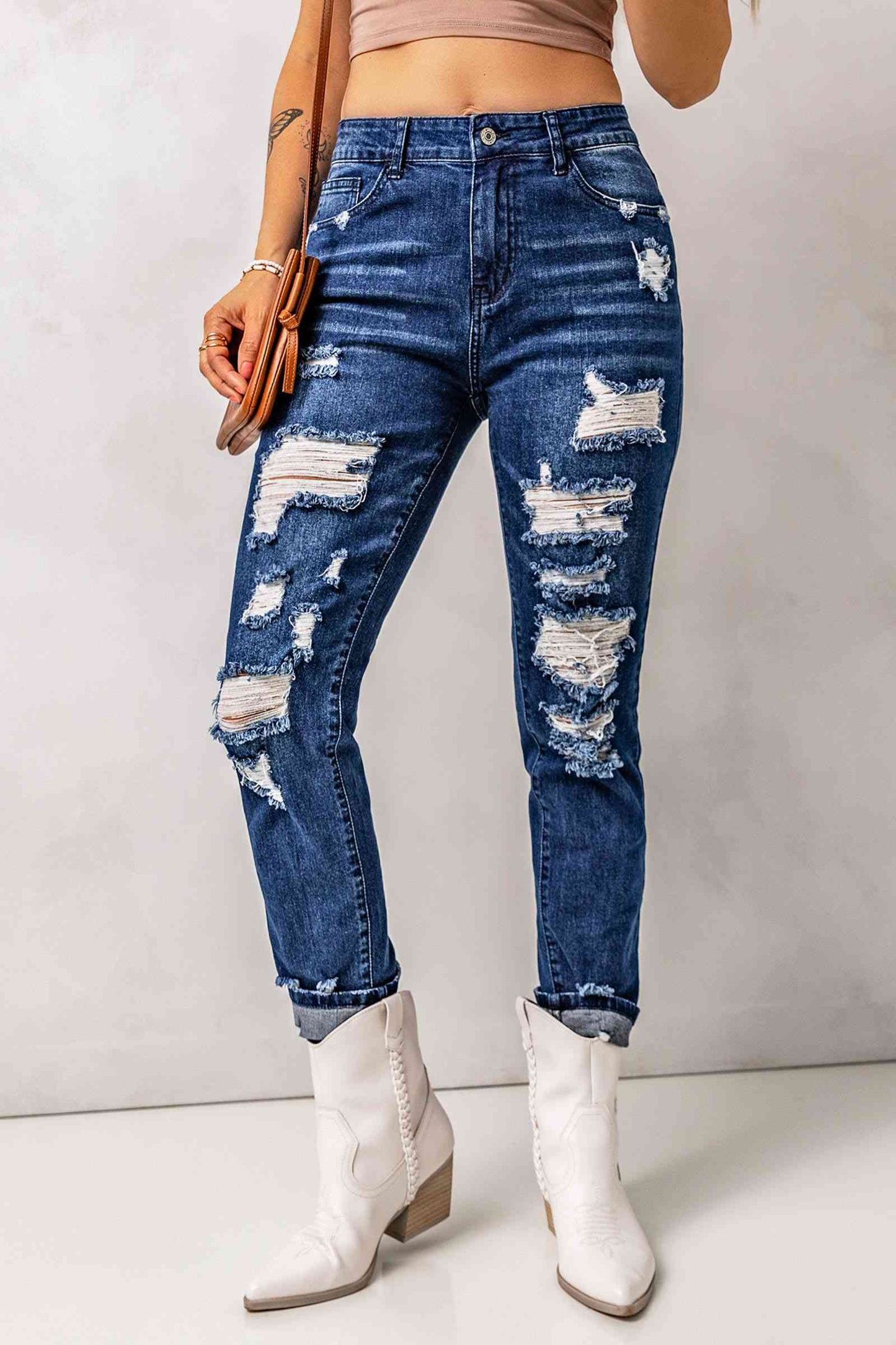 Baeful Distressed High Waisted Jeans