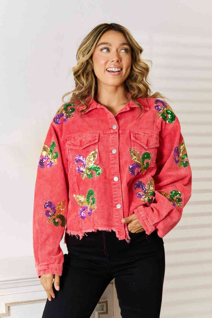 Fleur De Lis Sequin Denim Jacket