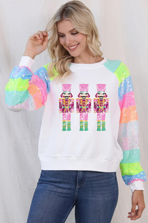 Nutcracker Sequin Long Sleeve Sweatshirt