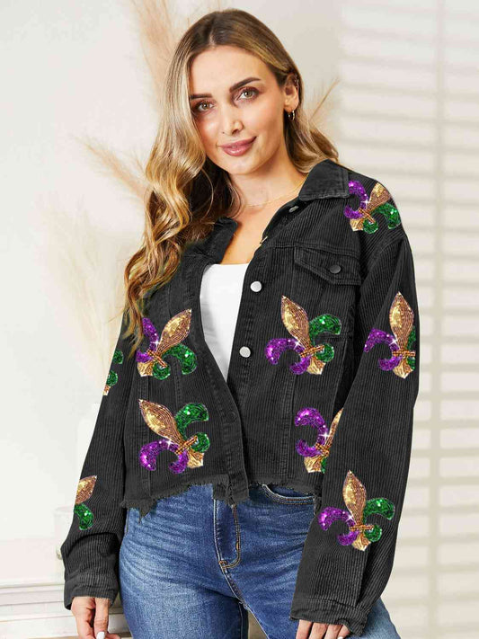 Fleur De Lis Sequin Denim Jacket
