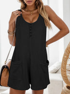 Waffle-Knit Wide Strap Romper