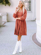 Ochre Velvet Dress