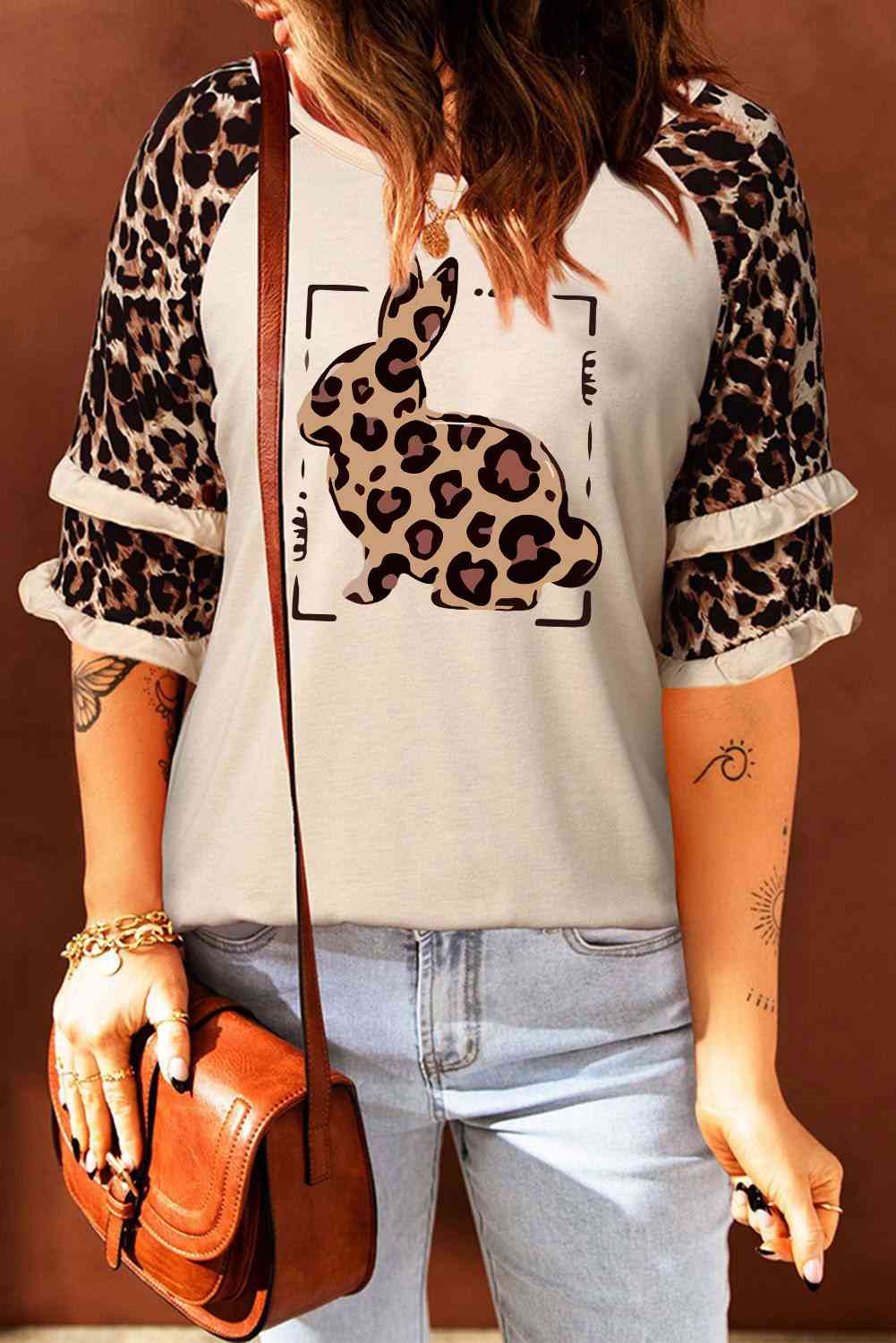 Leopard Bunny Layered Sleeve Shirt