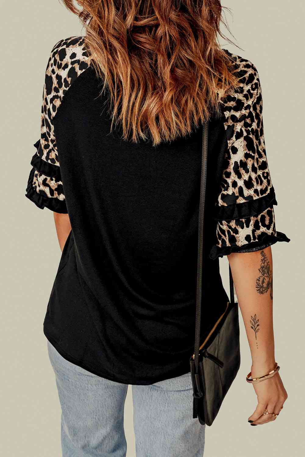 Leopard Easter Bunny Frill Sleeve Top