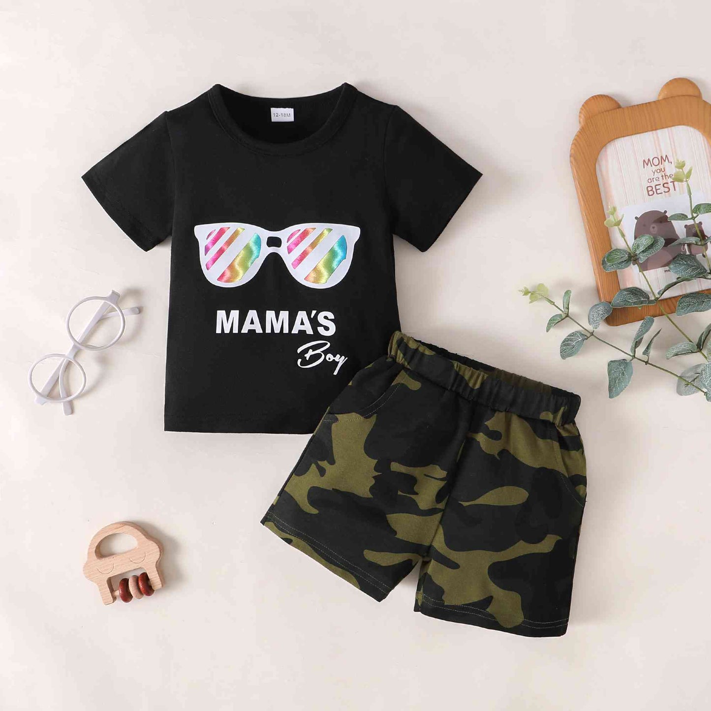 MAMA'S BOY Camo Shorts Set