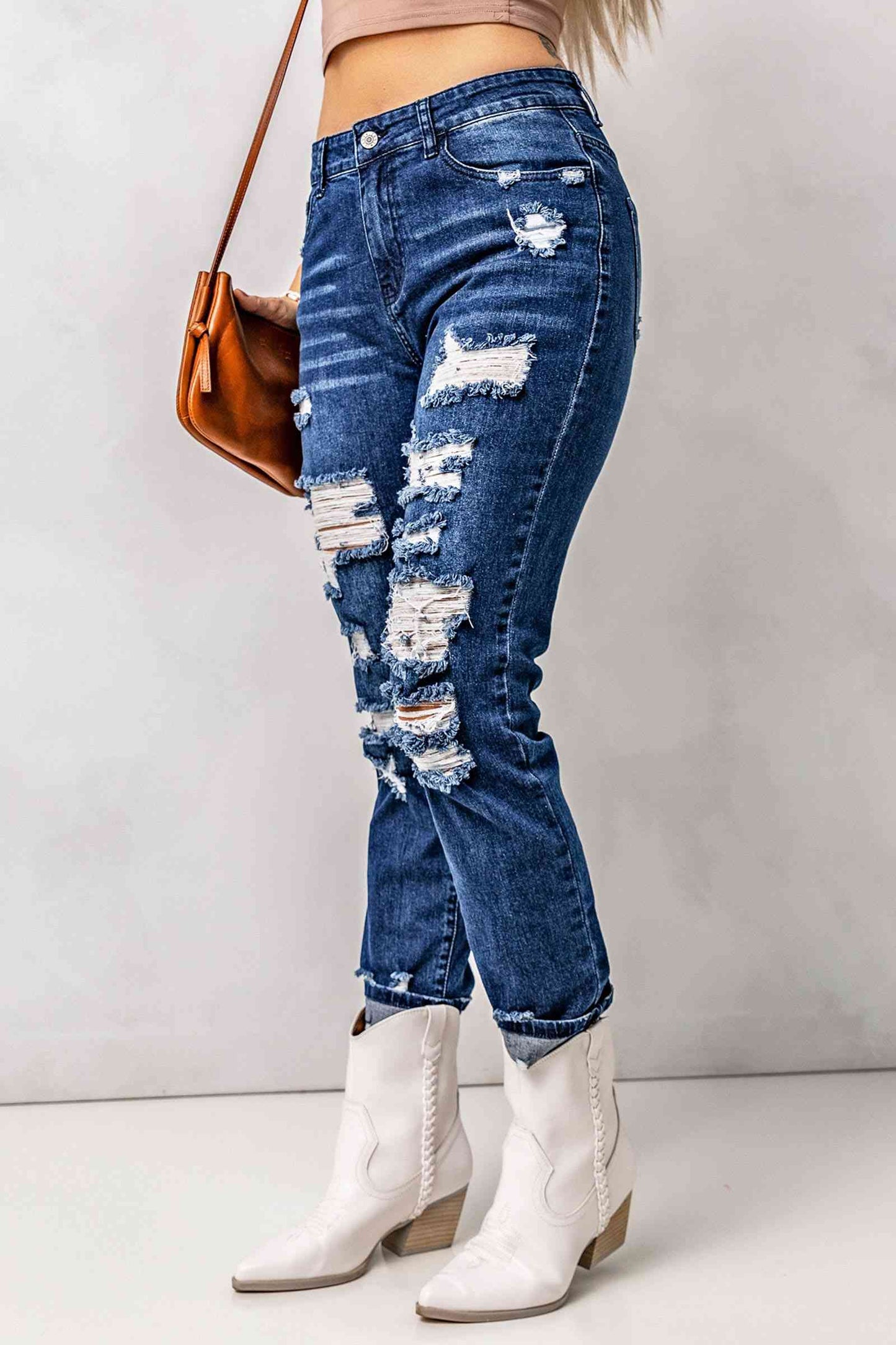 Baeful Distressed High Waisted Jeans