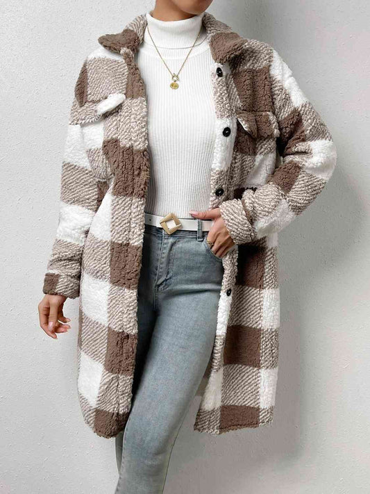 Plaid Teddy Button Down Coat