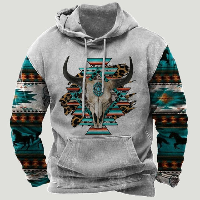 Western Aztec Patchwork Hoodie