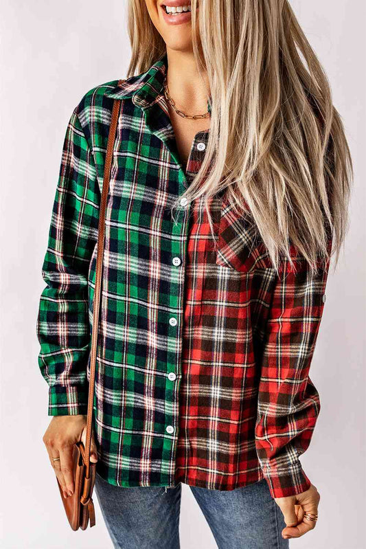 Christmas Plaid Long Sleeve Button Down