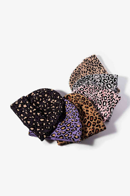 Gorro con puños y estampado de leopardo