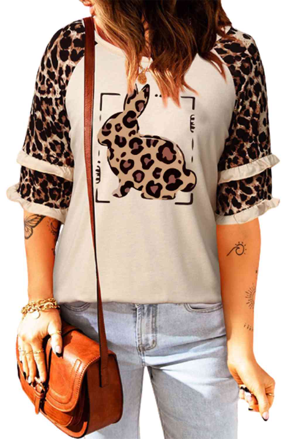 Leopard Bunny Layered Sleeve Shirt