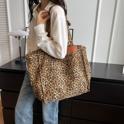 Bolsa tote de lona de leopardo