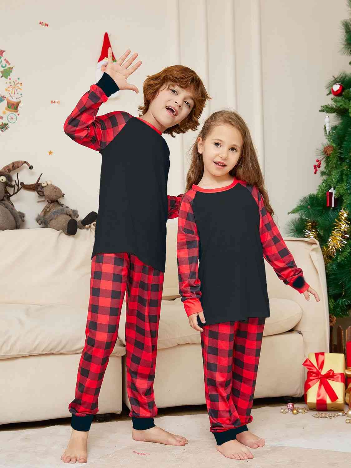 Kids Plaid Baseball Tee and Pants Set