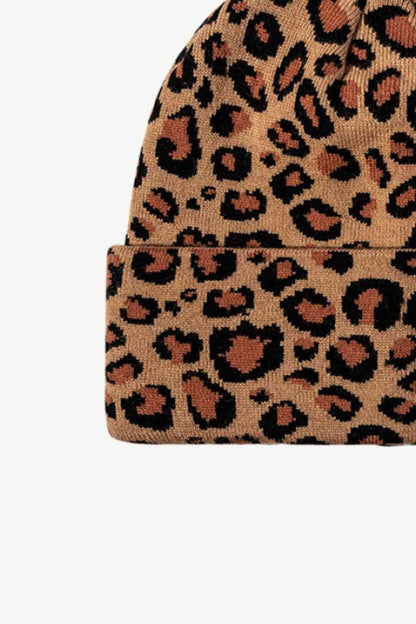 Gorro con puños y estampado de leopardo