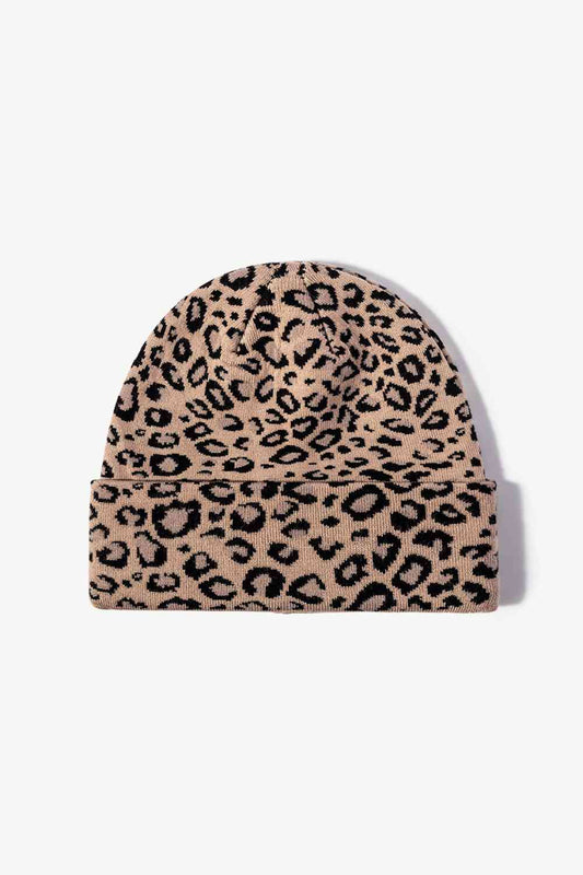 Gorro con puños y estampado de leopardo