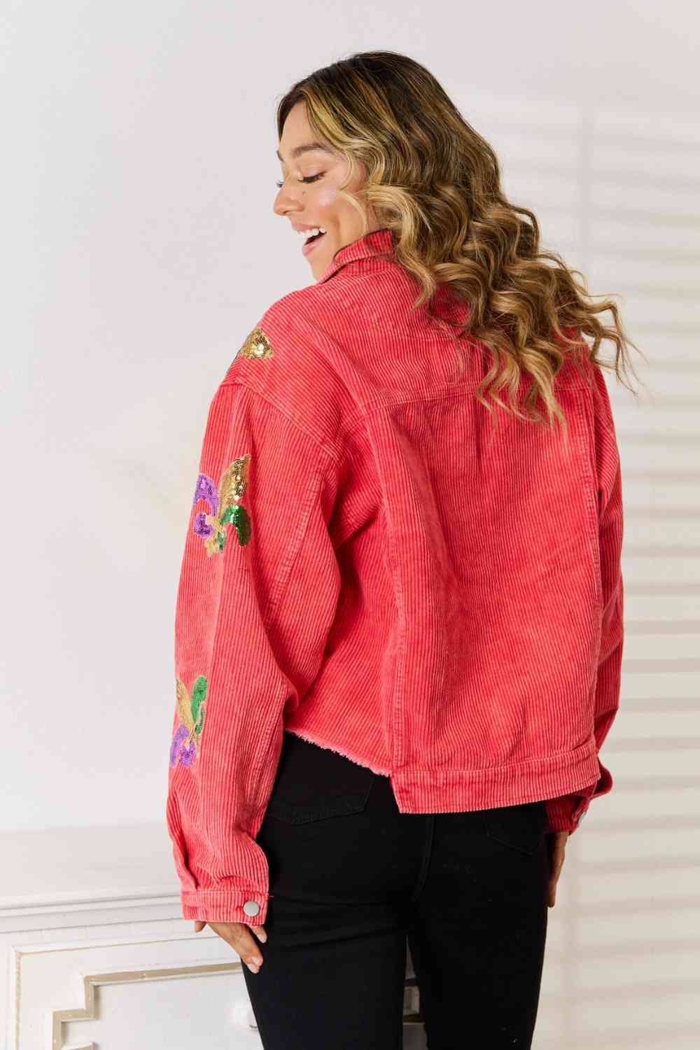 Fleur De Lis Sequin Denim Jacket