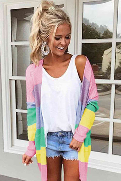 Color Block Long Sleeve Cardigan