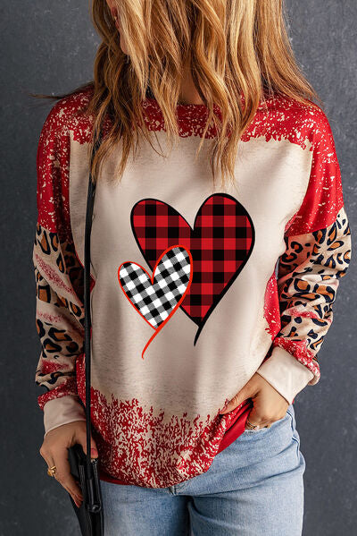 Bleached Heart Leopard Sleeve Sweatshirt
