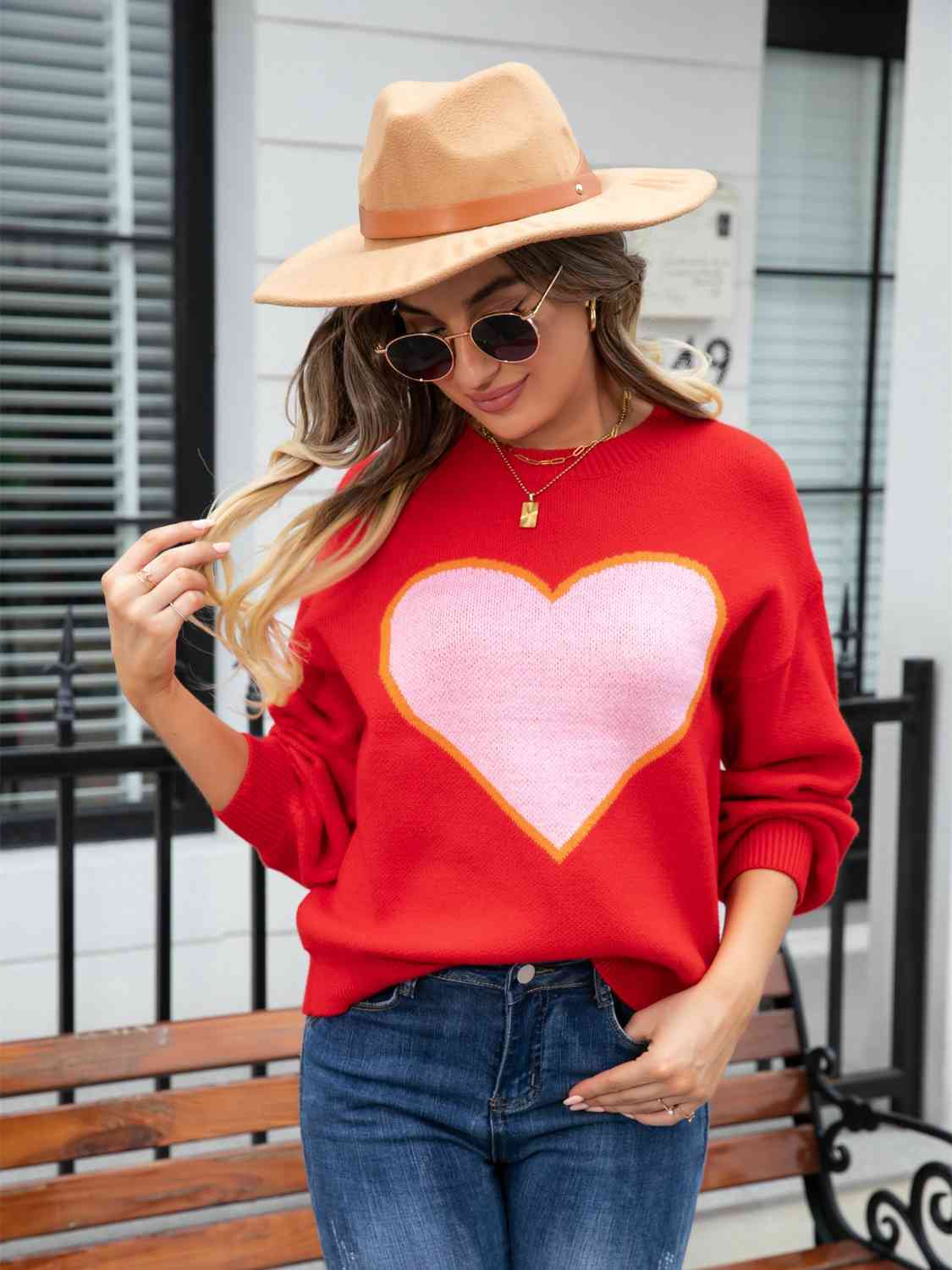 Jersey con cuello redondo y corazón