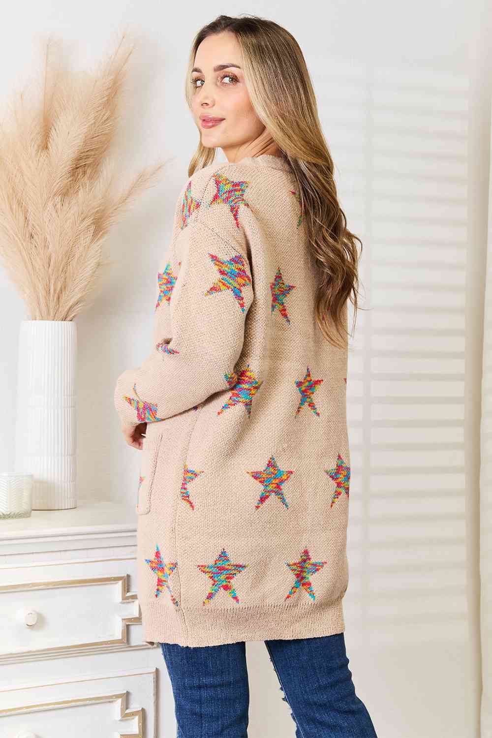 Double Take Star Pattern Cardigan