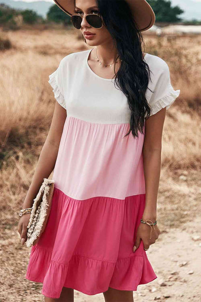 Ombré Pink Color Block Dress