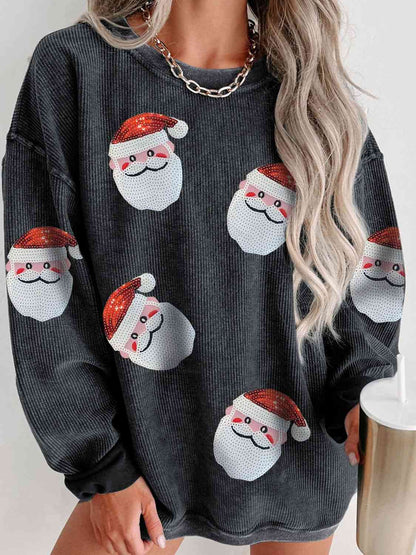 Sudadera de canalé con parche de Papá Noel y lentejuelas