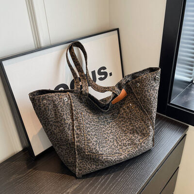 Bolsa tote de lona de leopardo