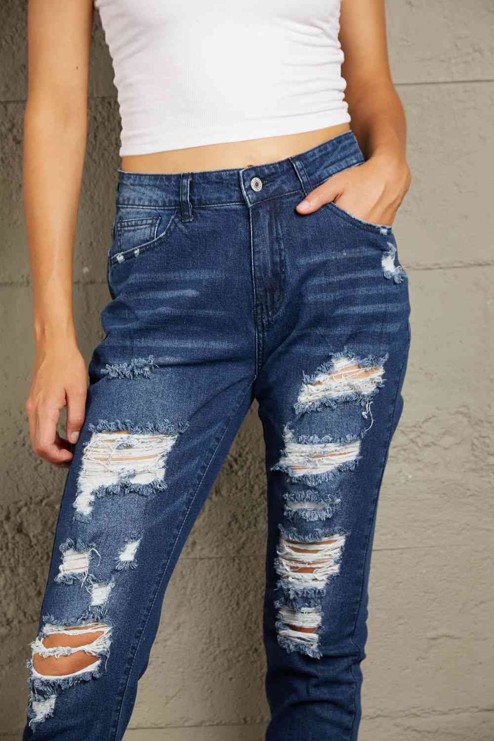 Baeful Distressed High Waisted Jeans