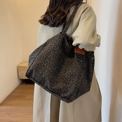 Bolsa tote de lona de leopardo