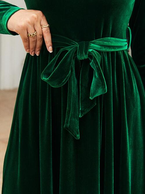 Velvet Tie Front Maxi Dress