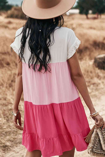 Ombré Pink Color Block Dress